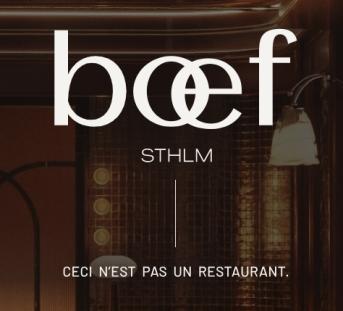 Tidigare introskärm med BŒF STHLM-logotyp och Ceci n'est pas un restaurant
